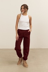 Джоггеры OVERSIZE, с начесом, бордовые