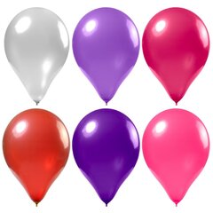 
          Шар воздушный металлик Alingar, №12, ассорти (бел,фиолет,роз,красн), 100шт/уп, пакет с европодвесом
