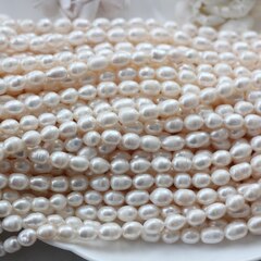 Жемчуг натуральный речной, рис, 7,9-10,1 мм, 1 нить, Ж028