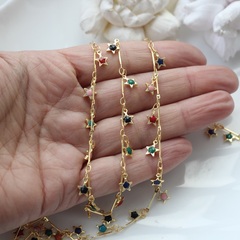 Цепочка с цветными звездами 6 мм, позолота, 50 см, А055