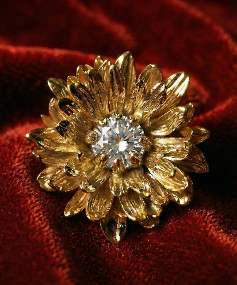 Кольцо Хризантема gold