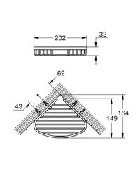 Полочка-корзинка одинарная, угловая Grohe Bau Cosmopolitan 40664001