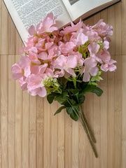 Гортензия искусственная, букет 7 веток - 7 голов, цвет нежно розово-персиковый, 37 см, набор 2 букета