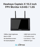 FPV монитор Hawkeye Captain X 10.2" 1024*600 с приёмником 4.9-6.0 ГГц, 96 ch, DVR, HDMI