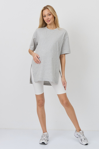 Костюм для беременных 18390 серый меланж-молочный+молочный