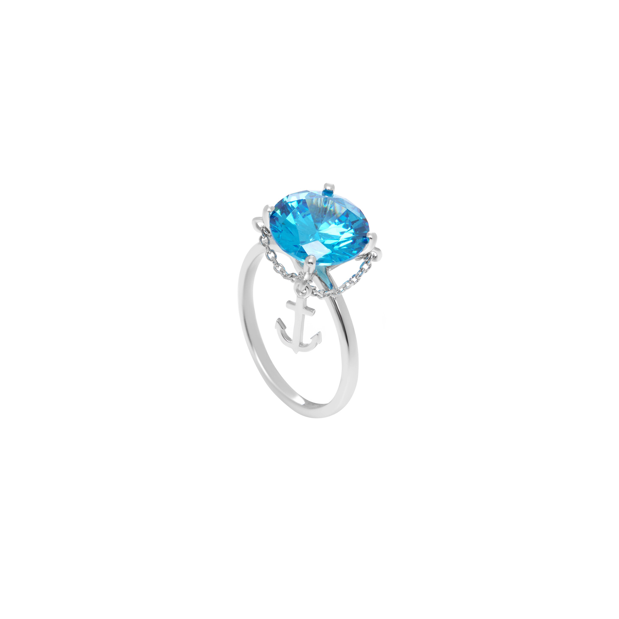 viva la vika кольцо crystal round anchor ring blue VIVA LA VIKA Кольцо Crystal Round Anchor Ring - Blue