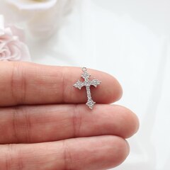 Подвеска Крестик с фианитами 19*12 мм, родий, П413