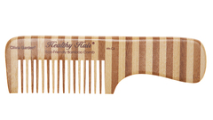 Гребень для волос бамбуковый с ручкой, в полоску