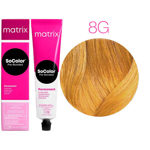 Matrix SoColor Pre-Bonded 8G светлый блондин золотистый, стойкая крем-краска для волос с бондером