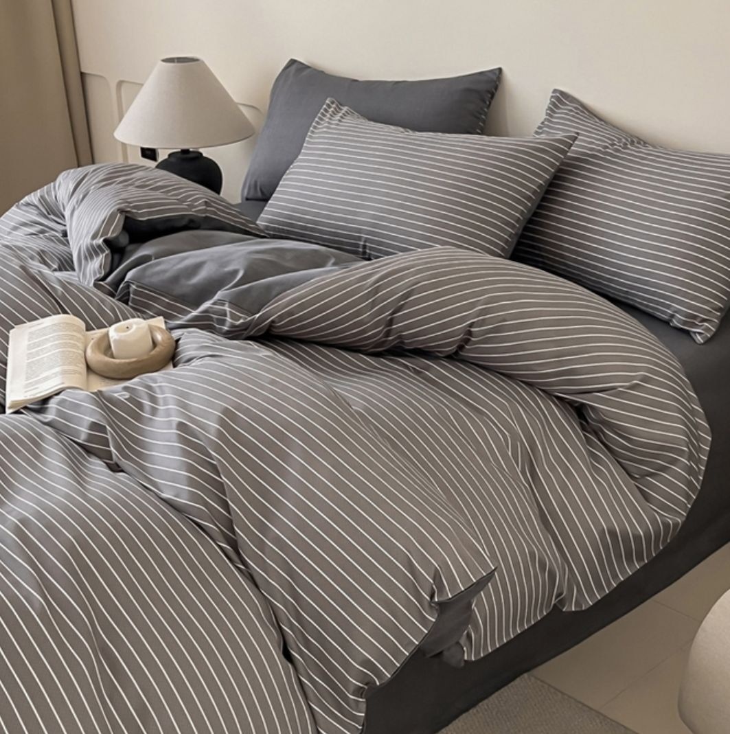 Комплект Полуторка Сатин Графит полосы