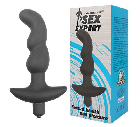 Чёрный анальный вибратор Sexual Health and Pleasure - 11,8 см. - Sex Expert Sex Expert SEM-55072