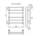 Полотенцесушитель электрический Terminus Вента П6 450x525, ТЭН HT-1 300W, левый/правый