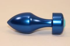 Синяя анальная пробка с голубым кристаллом - 7,8 см. - 