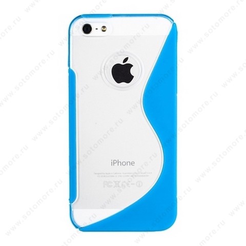 Накладка силиконовый TPU для Apple iPhone SE/ 5s/ 5C/ 5 с пластиковой вставкой голубой