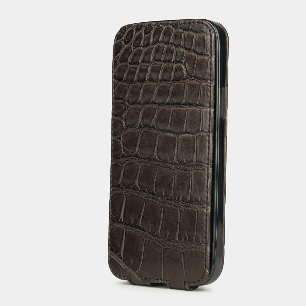 Special order: Чехол для iPhone 12/12Pro из кожи крокодила, коричневого цвета