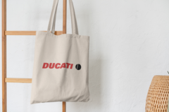 Сумка-шоппер с принтом Ducati (Дукати) бежевая 0011