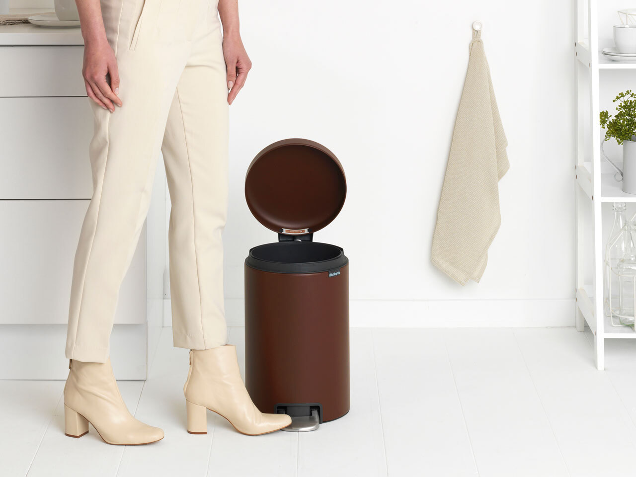 Мусорный бак newIcon с педалью (12 л), Минерально-коричневый, арт. 208560 - фото 3