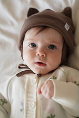 Шапочка из кашкорсе с ушками (шоколад)