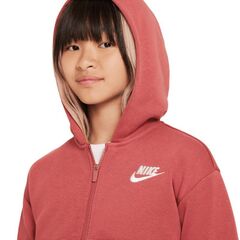 Толстовка теннисная для девочки Nike Sportswear Club Fleece Full Zip Hoodie - canyon rust/white