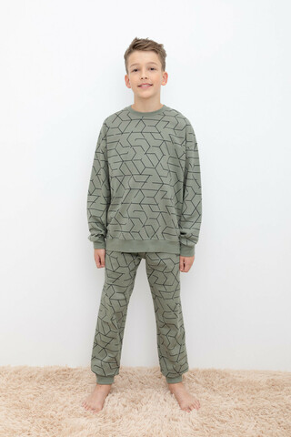 Пижама  для мальчика  КБ 2822/зеленый чай,геометрия