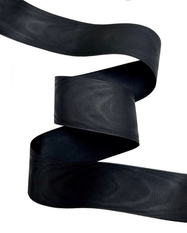 Репсовая лента муар, цвет: чёрный, ширина: 50 мм