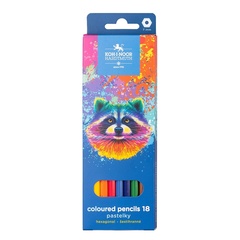 Карандаши цветные KOH-I-NOOR RACOON/ЕНОТЫ 3553, 18 цветов