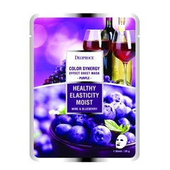 Тканевая маска вино и черника |  DEOPROCE COLOR SYNERGY EFFECT SHEET MASK PURPLE  20g/1 шт