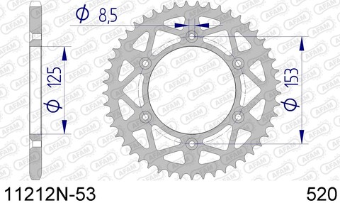 11212N-53 звезда задняя (ведомая) алюминиевая, анодированная, 520, AFAM (JTA210.53)
