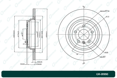 Диск тормозной G-brake  GR-01990
