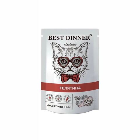 Best Dinner пауч для взрослых кошек и котят с 1 месяца (телятина) мусс сливочный 85 гр