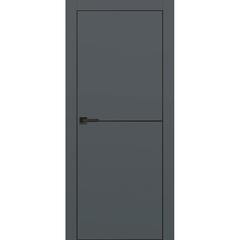 Межкомнатная дверь PX-19 кромка алюминиевая чёрная ПЭТ графит матовый глухая