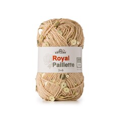 Королевские пайетки/Добавочная нить хлопок с пайетками 3/6мм, 25 гр, 65 м, бежевый с золотом
