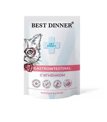 Корм влажный для кошек пауч Best Dinner Vet Profi Gastro Intestinal 0,085кг ягненок кусочки в соусе (при заболеваниях ЖКТ). 24 упаковки