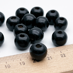 Деревянные бусины тонированные, шар, цвет черный, размер около 10*12 мм, цена за набор 10 штук