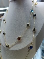 Колье -цепочка МОНПАСЬЕ 2 с цветными вставками длинная/короткая