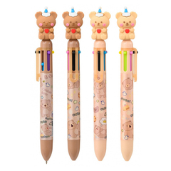 Ручка шариковая, автоматическая, 6в1, Basir, 6-ти цветная, серия "Медвежонок", с резиновой фигуркой, 36 шт