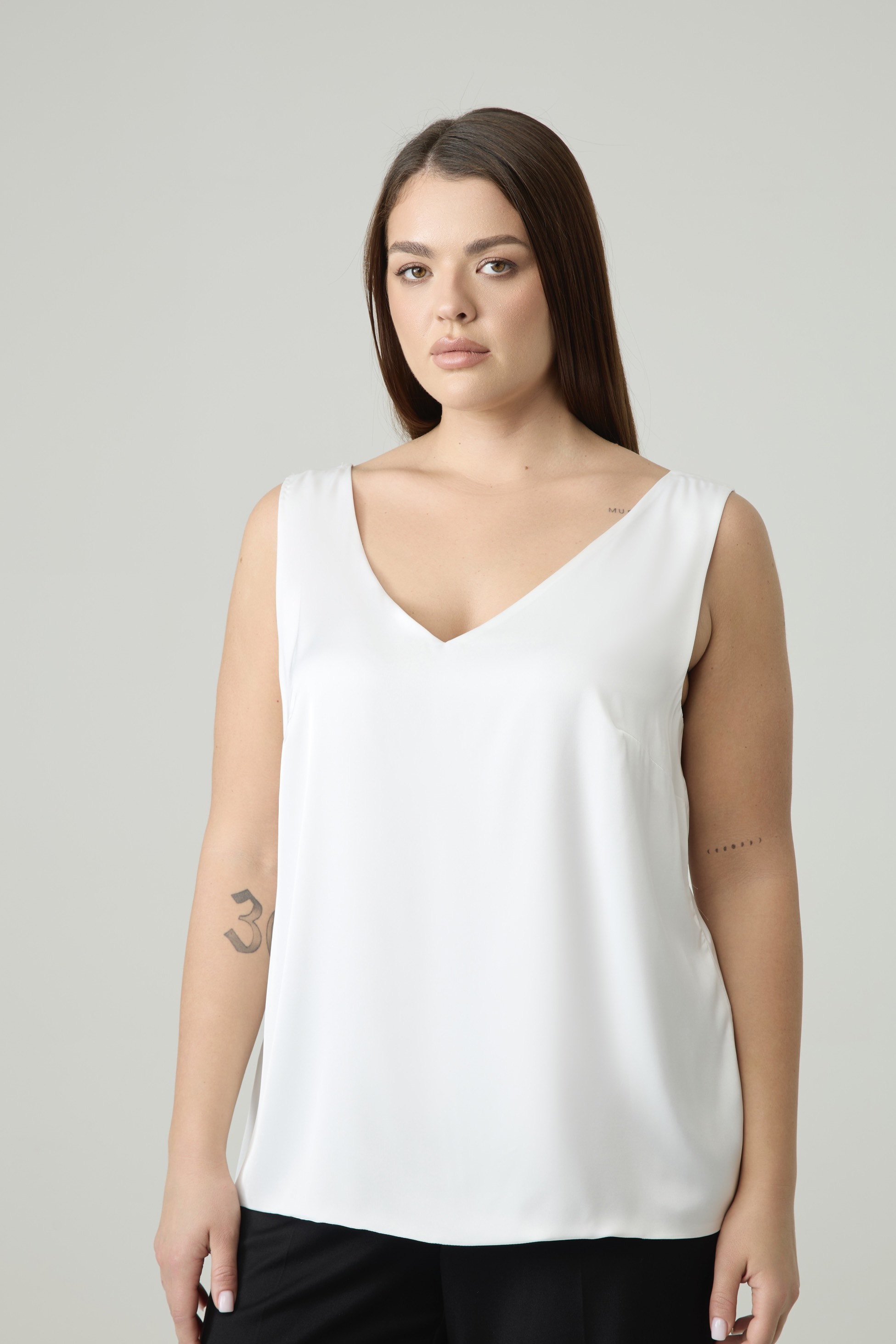 Топ двухслойный на широких бретелях, молочный