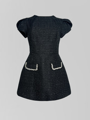 Платье Agdali Brand 1033 твидовое со стразами на карманах