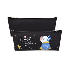 Пенал - косметичка Alingar, ПВХ, молния, 190х80х35м, "Good dog", черный (белый бульдожек)
