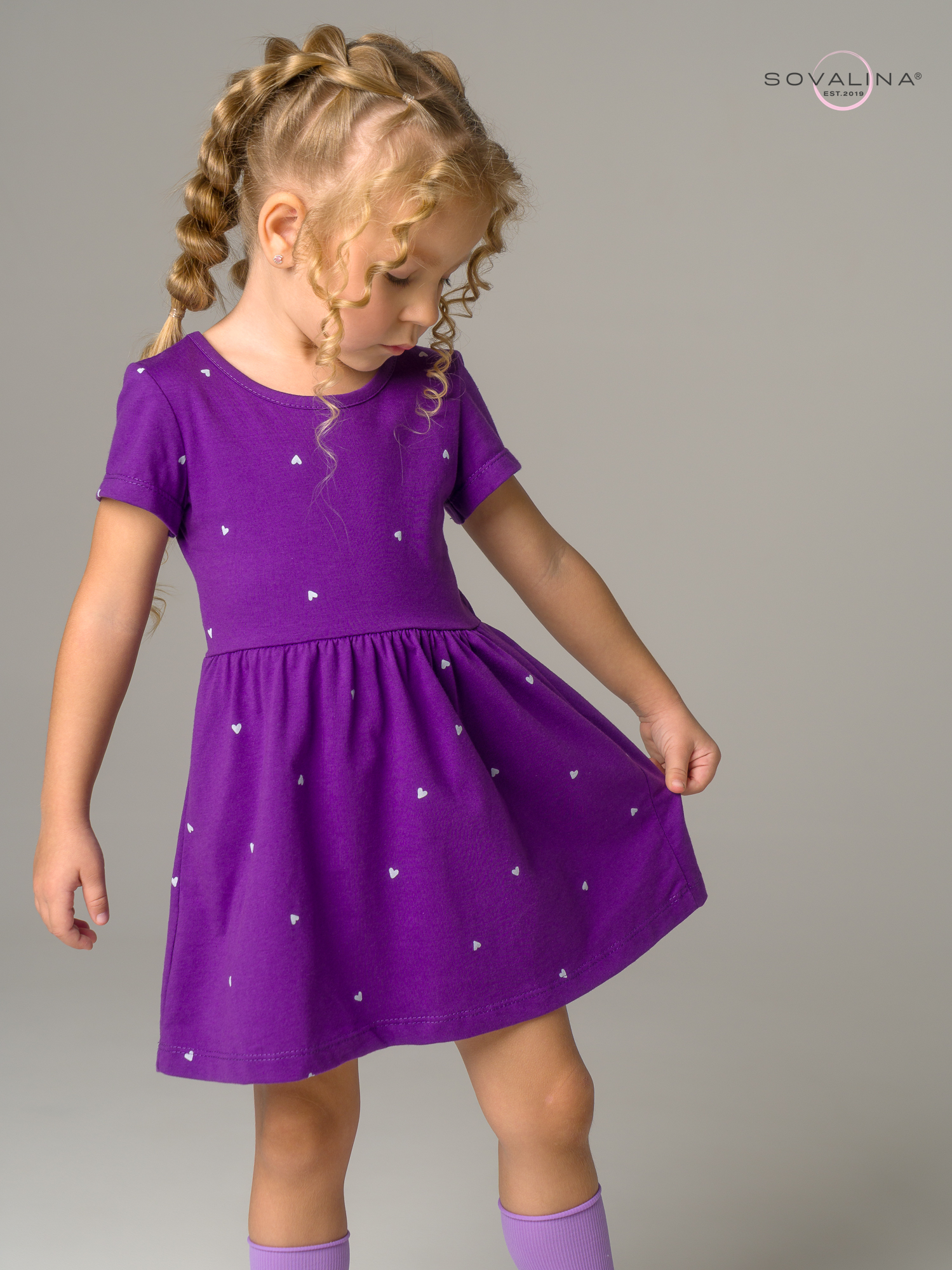 Платье Лето сердечки фиолет