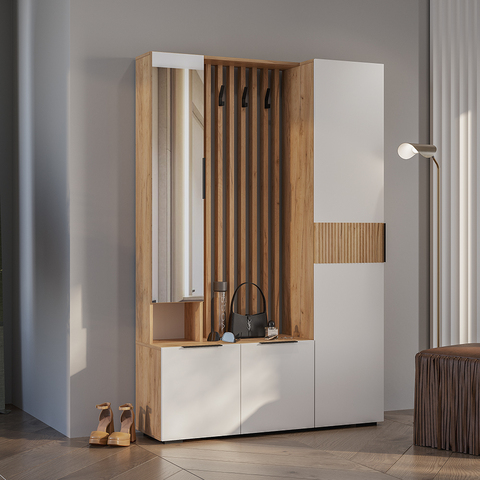 прихожая САНДРА (белый/крафт) (+ пенал) 1,2 м