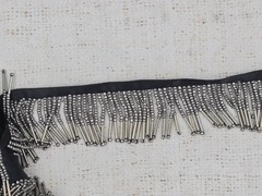 Тесьма отделочная атлас с бисером, ш. 4 см, черный с серебром