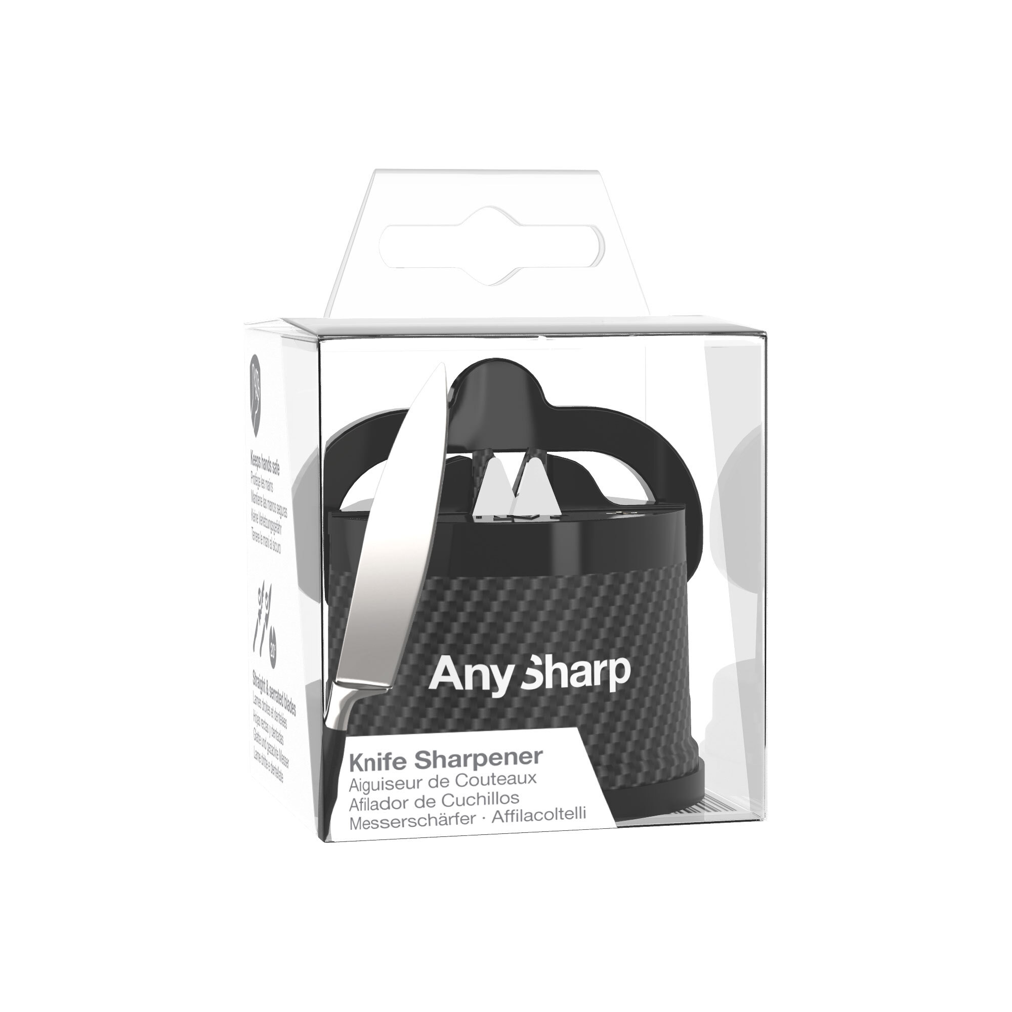Точилка для ножей AnySharp пластиковый корпус цвет матовый серый, абстрактный принт