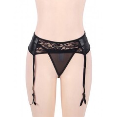 Пояс для чулок с кружевной вставкой Sensual черный (L)