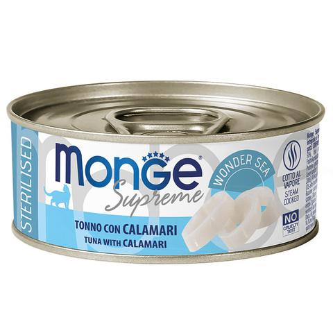 Monge Supreme sterilized для стерилизованных кошек из тунца с кальмаром 80г