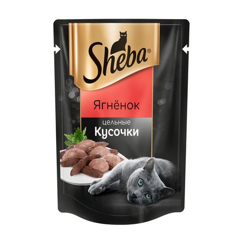 Sheba пауч для взрослых кошек ягненок кусочки 80 г