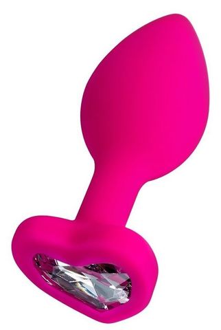 Розовая анальная втулка Diamond Heart с прозрачным кристаллом - 8 см. - ToyFa ToDo 357025