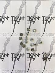 Пуговица пластиковая четырехпрокольная (Пластик, 11, Темно-серый перламутровый)