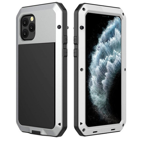 Бронированный противоударный чехол Taktik Extreme для iPhone 12 Pro Max серебристый / Тактик на Айфон 12 Про Макс
