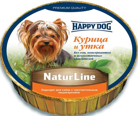 Happy Dog влажный корм ламистер для собак (курица и утка, нежный паштет) 85г